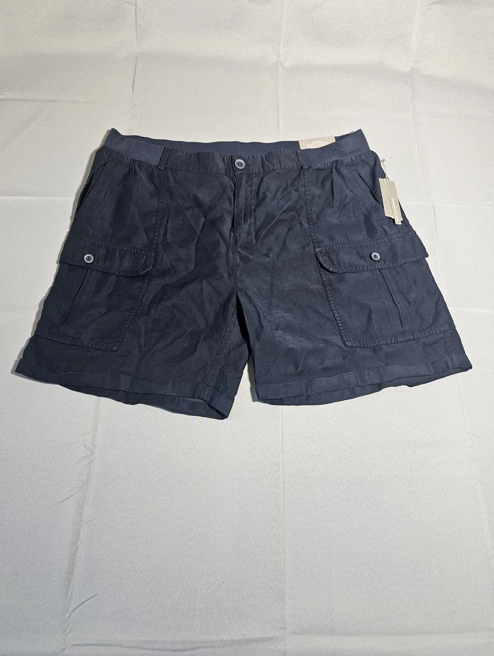 Soft Surroundings Casual Cargo Shorts Womens 2X Plus High Rise 41x7 Cuff Zip Up